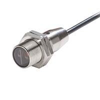 OMRON Snímač E3FC7002A fotoelektrický, M18 axiální, nerezové tělo, červená LED, detekce průhledných objektů, 0.1-2m, NPN, L-ON/D-ON volitelně, kabel 2m