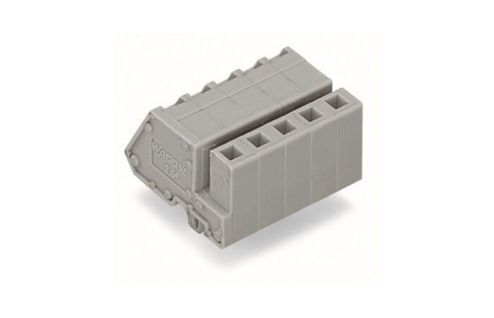 WAGO Konektor 731-514/008-000 1vodičový (zásuvka), úhlový CAGE CLAMP® 2,5 mm², šedá