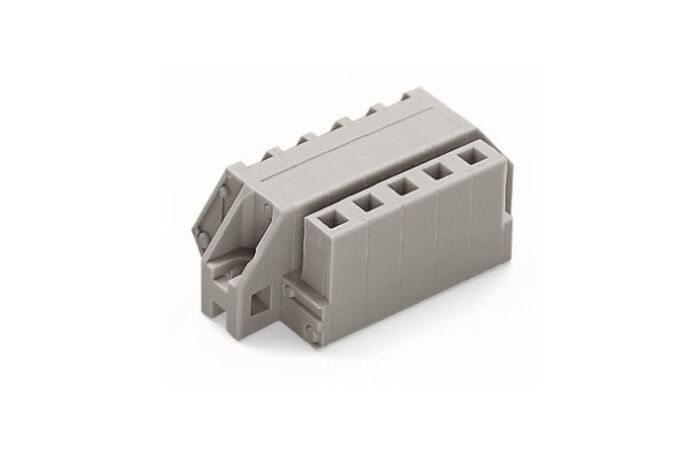 WAGO Konektor 731-514/031-000 1vodičový (zásuvka), úhlový CAGE CLAMP® 2,5 mm², šedá