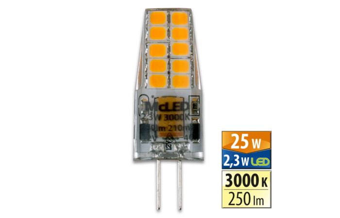 MCLED Žárovka LED 2,3W-25 G4 3000K 300°