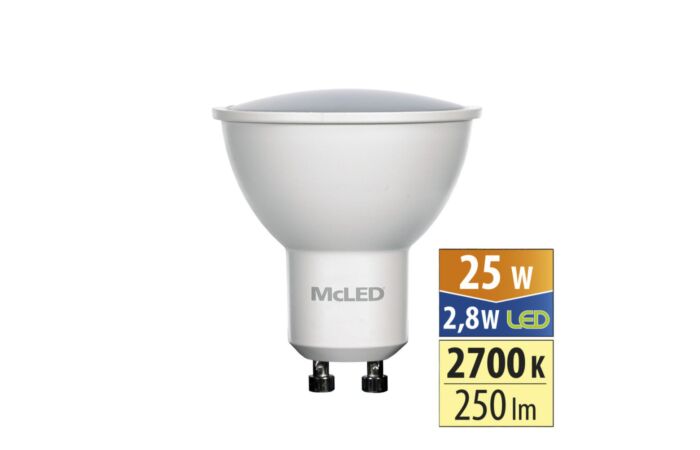 MCLED Žárovka LED 2,8W-25 GU10 250lm 2700K úhel 110°