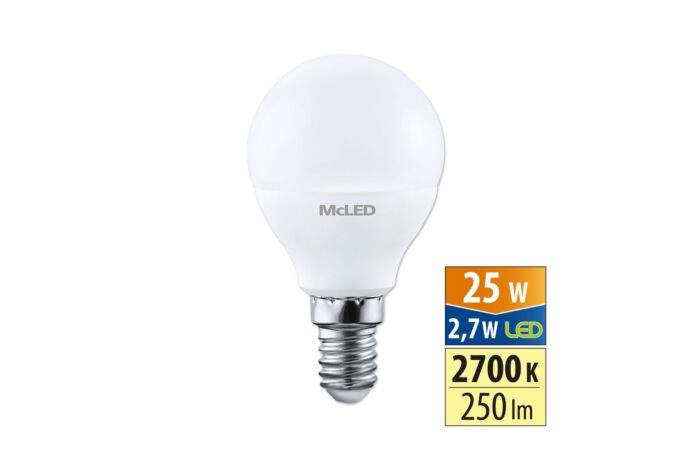 MCLED Žárovka LED 2,7W-25, E14, 2700K, CRI8 kapka