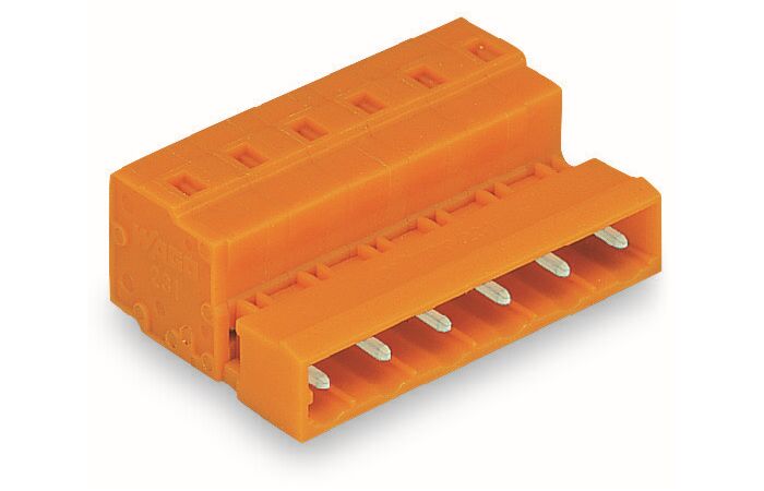 WAGO Konektor 731-634 1vodičový s pájecími piny CAGE CLAMP® 2,5 mm², oranžová