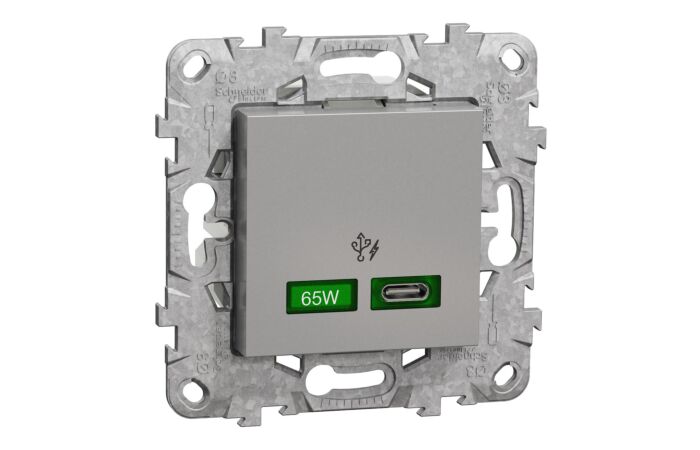 SCHNEIDER Zásuvka Unica Rychlonabíjecí konektor USB C (65W), Aluminium