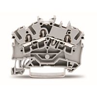 WAGO Svorka 2002-6301, 3vodičová průchozí, boční a středový popis, na DIN lištu 35 × 15 a 35 × 7,5, push-in CAGE CLAMP®, 2,50 mm², šedá