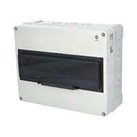 FAMATEL Skříň FLATBOX 5916, 16TE, 270x340x138mm, průhledná plastová dvířka, IP65