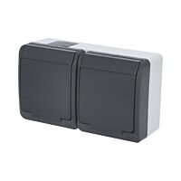 FAMATEL GALATEA Zásuvka 2P+PE 2-násobná vodorovná IP44 antracit