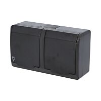 FAMATEL GALATEA Zásuvka 2P+PE 2-násobná vodorovná IP44 černá