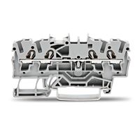 WAGO Svorka 2002-1401 4vodičová průchozí, boční a středový popis, na DIN lištu 35 × 15 a 35 × 7,5, push-in CAGE CLAMP®, 2,50 mm², šedá