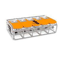 WAGO Svorka krabicová 221-615 páčková spojovací pro všechny druhy vodičů 5 x 6 mm² oranžová/transparentní