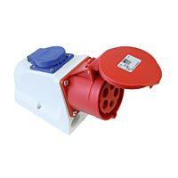 PCE Zásuvka 16A/400V 5-pólová nástěnná kombi IP44