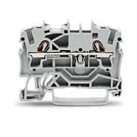 WAGO Svorka 2002-1201 2vodičová průchozí, boční a středový popis, na DIN lištu 35 × 15 a 35 × 7,5, push-in CAGE CLAMP®, 2,50 mm², šedá