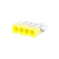 HEAVY POWER Svorka krabicová miniaturní PC214S bezšroubová 4x 0,2-2,5 mm2, transparentní/žlutá