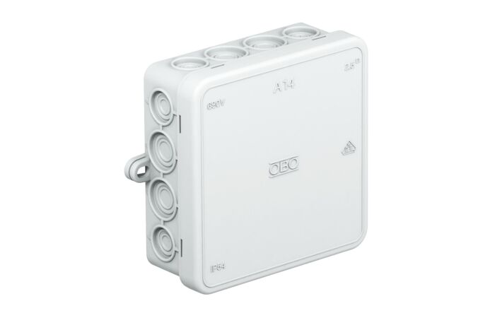 OBO BETTERMANN Krabice A14 odbočná, hranatá, 100x100x38mm, PE, IP55 šedá