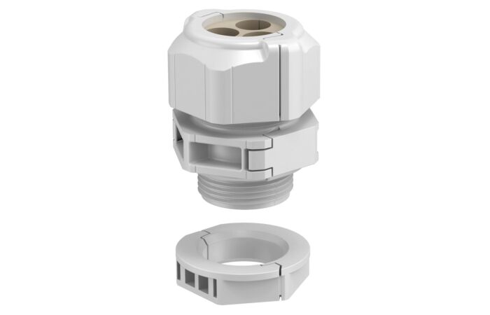OBO BETTERMANN Kabelová vývodka, dělitelná M32, světle šedá Polykarbonát, PC  typ V-TEC TB32 3x11