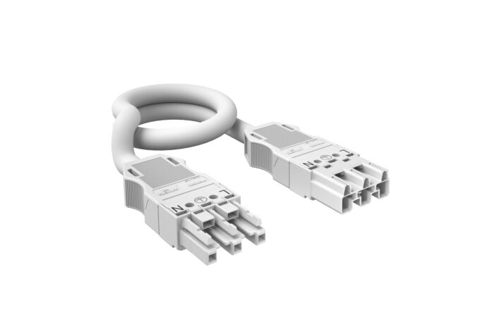 OBO BETTERMANN Propojovací kabel, 3x2,5mm, zásuvka-zástrčka,pro WINSTA® MIDI, 5000x27x15, bílá Polyamid, PA  typ VL-WIN 3P2.5 5W
