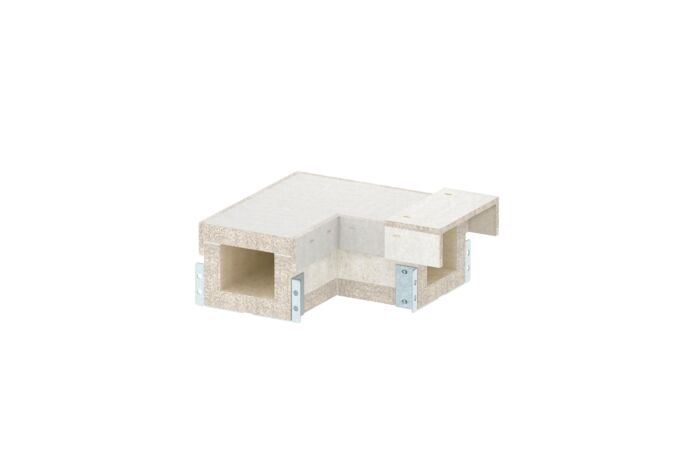 OBO BETTERMANN Oblouk 90°, pro PYROLINE Con, 100x80, šedá Odlehčený beton se skleněnými vlákny  typ PLCS B060810