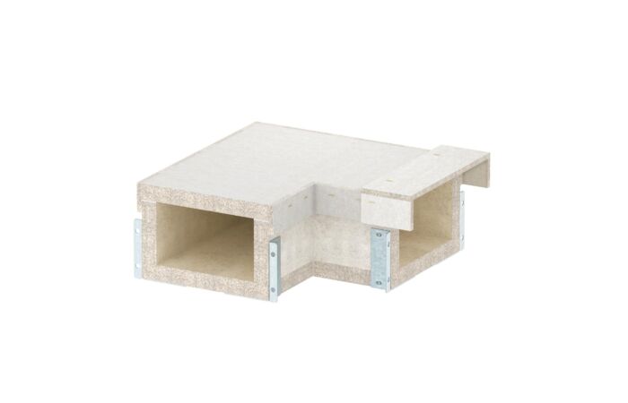 OBO BETTERMANN Oblouk 90°, pro PYROLINE Con, 200x120, šedá Odlehčený beton se skleněnými vlákny  typ PLCS B061220