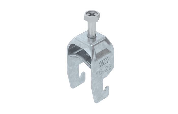 OBO BETTERMANN Třmenová příchytka, 1-nás, 16-22mm, Ocel, St, žárově zinkováno ponorem, DIN EN ISO 1461 typ BS-U1-M-22 FT