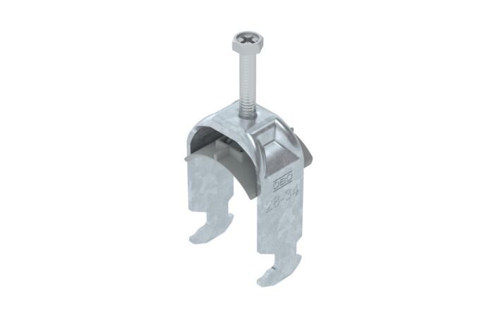 OBO BETTERMANN Třmenová příchytka, 1-nás, 28-34mm, Ocel, St, žárově zinkováno ponorem, DIN EN ISO 1461 typ BS-H1-K-34 FT