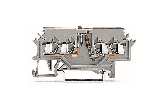 WAGO Svorka 279-624/281-413 pro moduly 4 vodiče, červená LED dioda, šedá