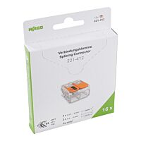 WAGO Svorka 221-412/995-016 Páčková spojovací pro všechny druhy vodičů max. 4 mm² transparentní