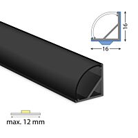 Rohový hliníkový profil černý RF 16x16mm