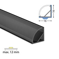 Rohový hliníkový profil černý RF 16x16mm