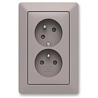 ABB ZONI Zásuvka 5513T-C02157 144 16A, dvojnásobná s clonkami, natočenou dutinou, IP40, greige