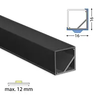 Rohový hliníkový profil černý RI 16x16mm