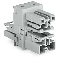 WAGO Rozdělovač-h 770-1658 2pól, kód. B,  1 vstup 2 výstupy,vývody na obou stranách, 3 blokovací západky, pro neupevněné spoje, šedá