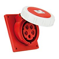 PCE Zásuvka 32A/400V vestavná 5-pólová, IP67, šikmá, příruba 92x100mm