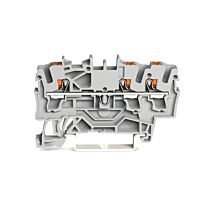 WAGO Svorka 2202-1301 3vodičová průchozí s ovládacím tlačítkem 2,5 mm², šedá