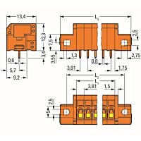 WAGO Svorka 739-332/001-000 na desky plošných spojů 1,5 mm² Rozteč 3,81 mm, oranžová