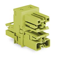 WAGO Rozdělovač-h 770-1659 2pól, kód. B; 1 vstup 2 výstupy, vývody na jedné straně, 3 blokovací západky, pro neupevněné spoje, světle zelená