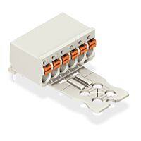 WAGO Konektor 2091-1355/000-1000 1vodičový (zásuvka) THT, úhlový Tlačítko Push-in CAGE CLAMP®, šedá