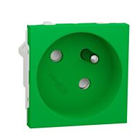 SCHNEIDER Unica - Zásuvka 45° 250V/16A 2P+E, clonky, bezšroubová, Zelená