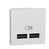 SCHNEIDER Zásuvka Unica - Dvojitý nabíjecí USB A+A konektor 2.1A, 2M, Bílý
