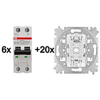ABB  Sada 6ks chránič 10B/1N/0,03 DS201 AC + 20ks strojek 3559-A01345