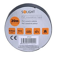 SOLIGHT Páska izolační 15/20m PVC černá SOLID
