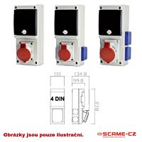 SCAME Skříň 1x16A 5P, 2x230V jištěná + chránič FI-40A