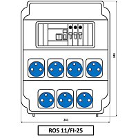 Skříň ROS-11/FI-25 IP 54 7x230V