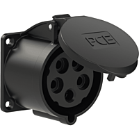 PCE Zásuvka 32A/400V 5-pólová, IP44, příruba 70x70mm, přímá, černá