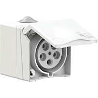 PCE Zásuvka 32A/400V nástěnná designová, 5-pólová, IP44, bílá