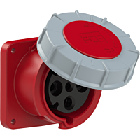 PCE Zásuvka 63A/400V vestavná 4-pólová, IP67, příruba 100x100mm, přímá