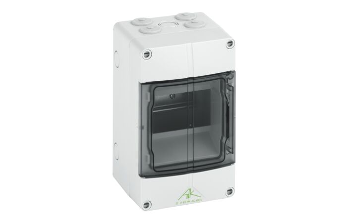 SPELSBERG Skříň AKII 05 400V AC 5TE 125x200x122mm, na omítku, průhledné dveře, IK07, IP65 šedá