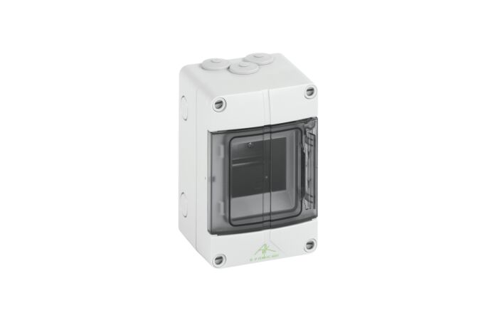 SPELSBERG Skříň AKII 03 400V AC 3TE 100x150x96mm, na omítku, průhledné dveře, IK07, IP65 šedá