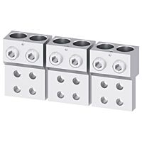 SIEMENS  Bloková svorka Cu/Al kabely 2x(150 ÷ 300) mm2, s prodlouženým krytem svorek, potenciál. svorka, 3 ks, pro odnímatelné provedení, pro 3VA15, 3VA25,3VA26 do 1250 A  typ 3VA9603-0JJ25
