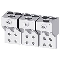 SIEMENS  Bloková svorka Cu/Al kabely 3x(150 ÷ 300) mm2, s prodlouženým krytem svorek, potenciál. svorka, 3 ks, pro odnímatelné provedení, pro 3VA15, 3VA25,3VA26 do 1250 A  typ 3VA9603-0JJ35