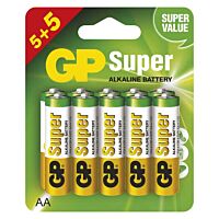 GP Alkalická baterie Super AA (LR6), 5+5 ks, display box